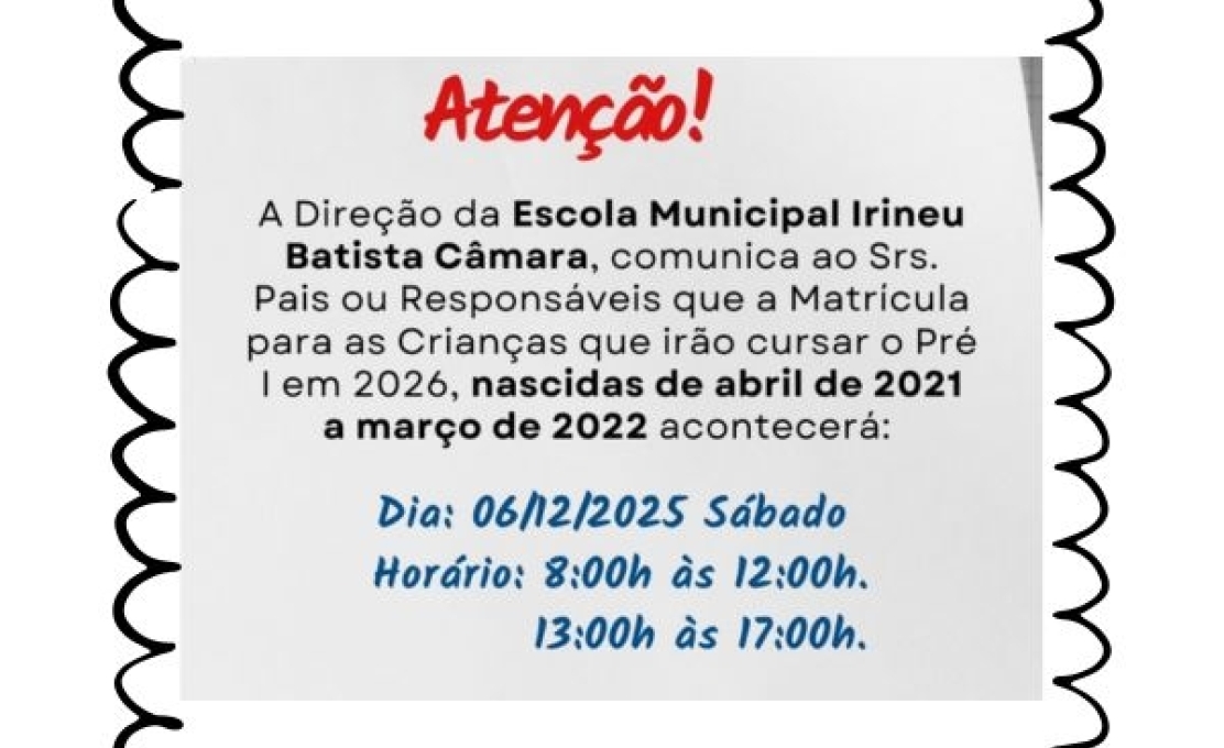 Matrícula para o Pré I